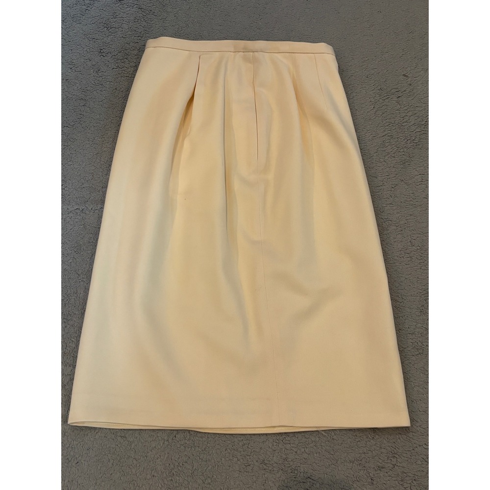 Dana Buchman Vintage Cream 100% Wool Midi Pencil Skirt Size 6 Made in Korea